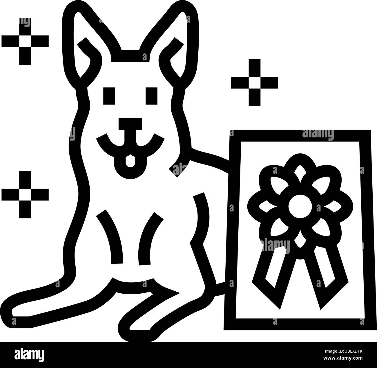 illustrazione vettoriale dell'icona della linea del concorso per cani vincitore Illustrazione Vettoriale