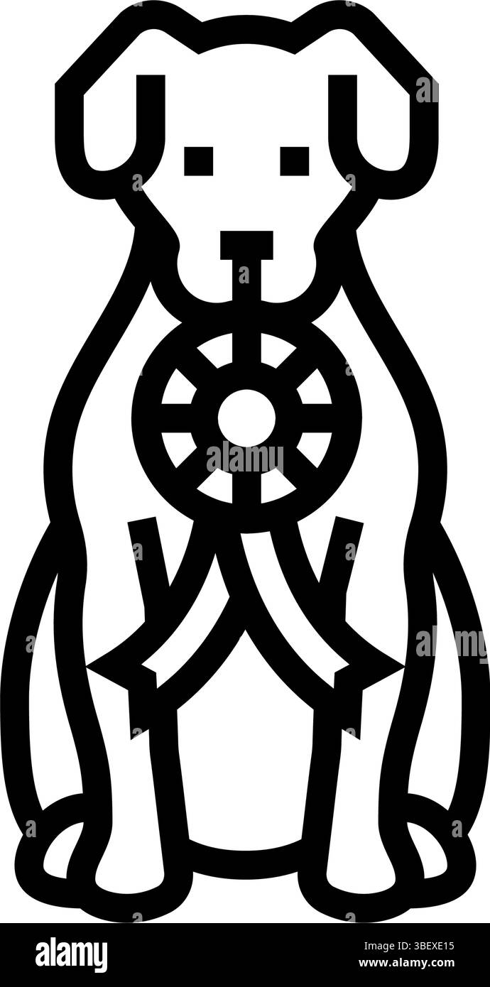 illustrazione vettoriale dell'icona della linea del concorso per cani a nastro Illustrazione Vettoriale