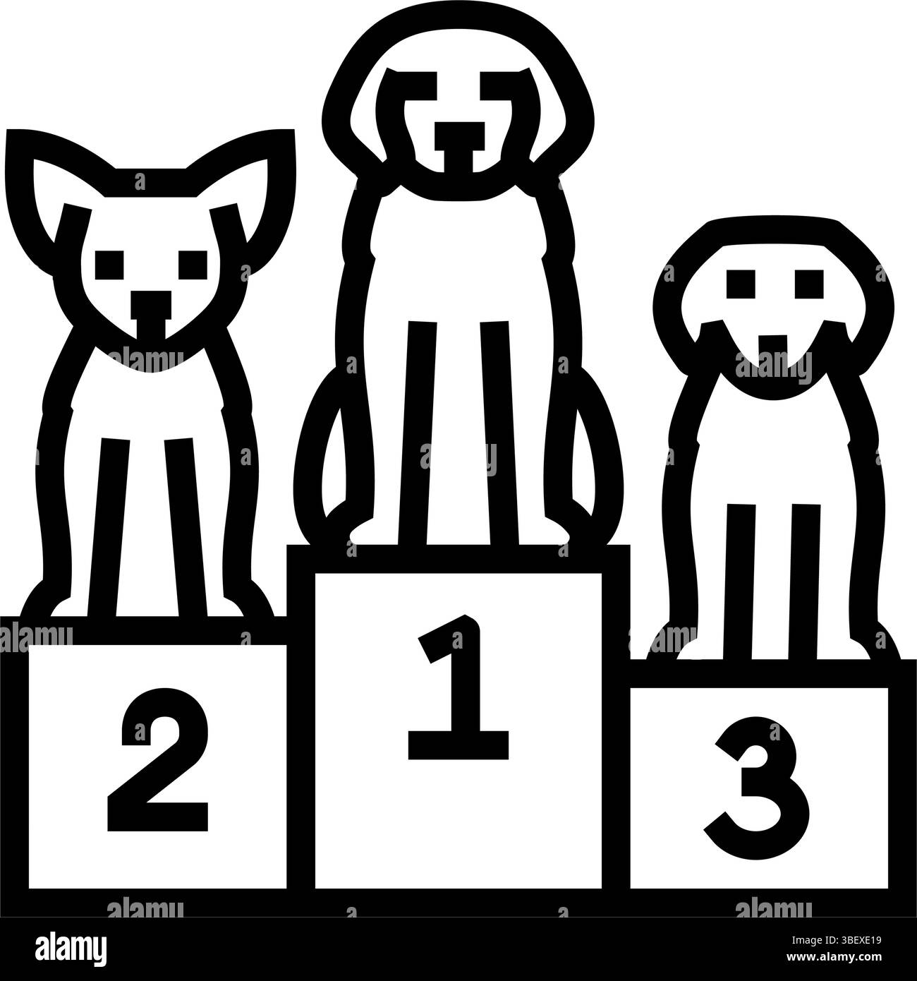illustrazione vettoriale dell'icona della linea del concorso per cani da podio Illustrazione Vettoriale