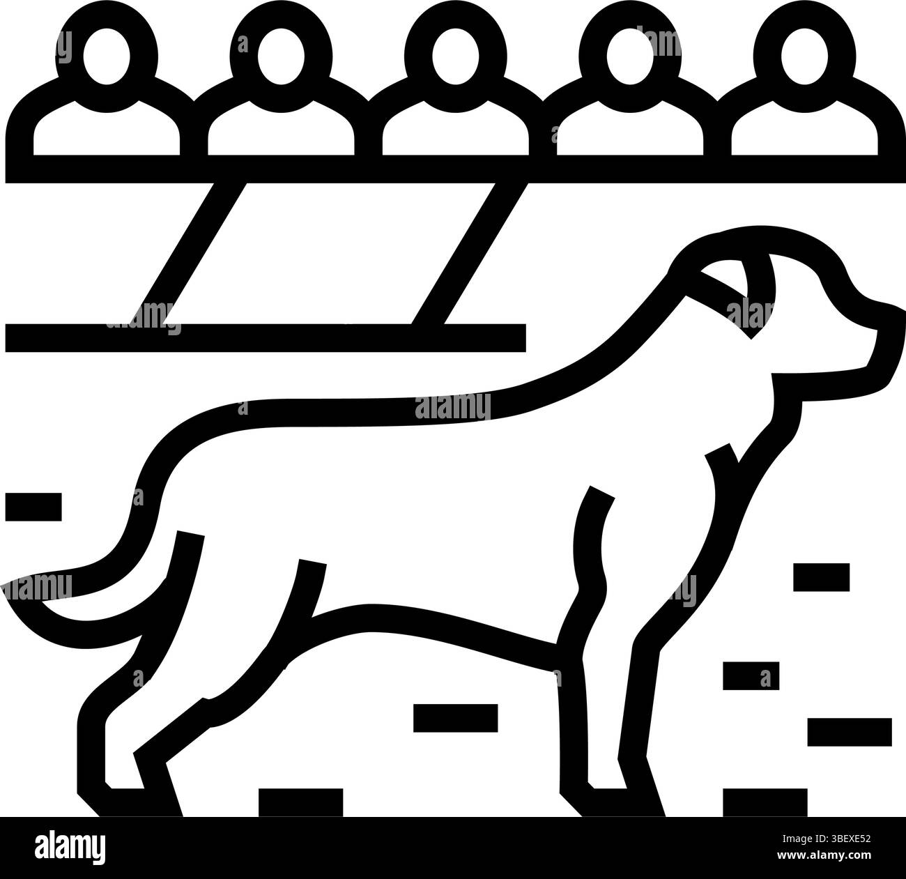 mostra illustrazione vettoriale dell'icona a forma di linea del concorso ring dog Illustrazione Vettoriale