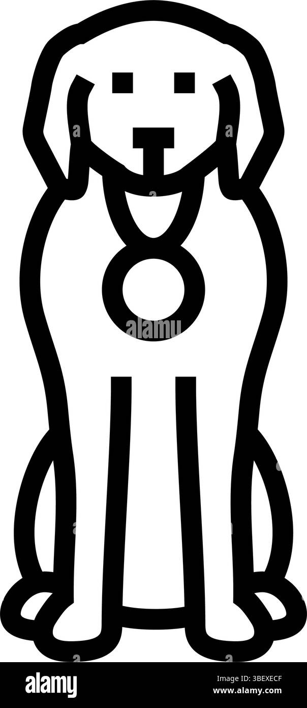 illustrazione vettoriale dell'icona della linea del concorso per cani da medaglia Illustrazione Vettoriale