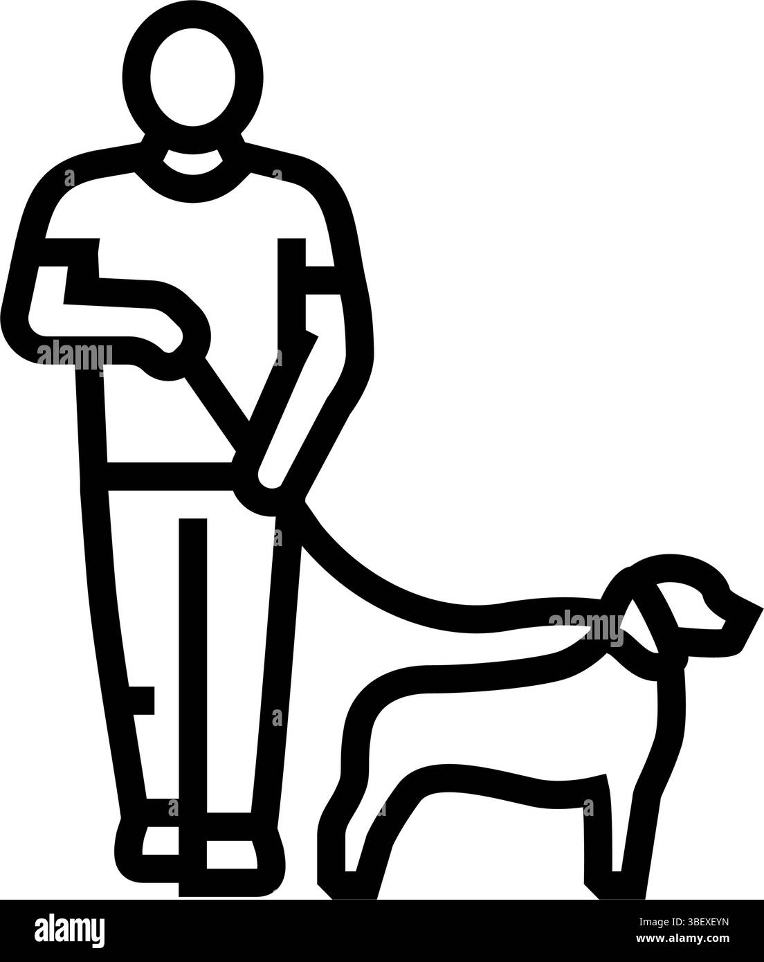 illustrazione vettoriale dell'icona della linea del concorso leash dog Illustrazione Vettoriale