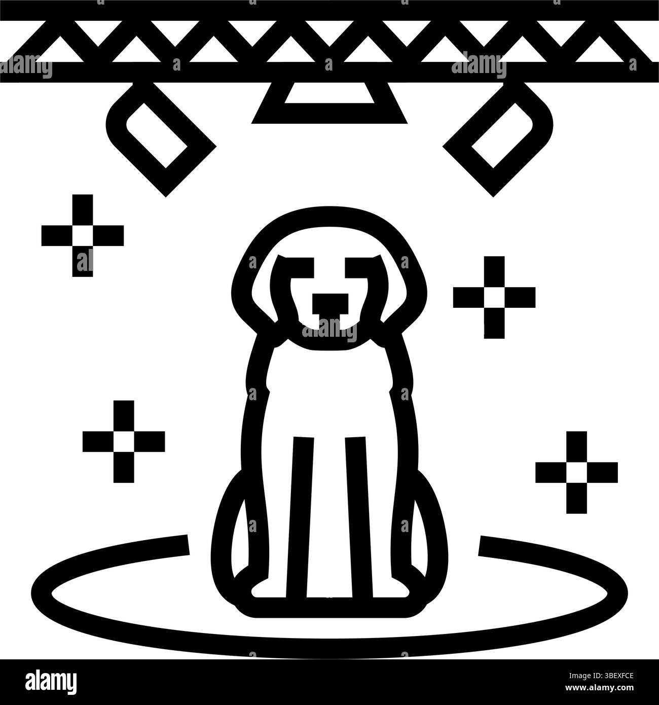 illustrazione vettoriale dell'icona della linea del concorso per cani in evidenza Illustrazione Vettoriale