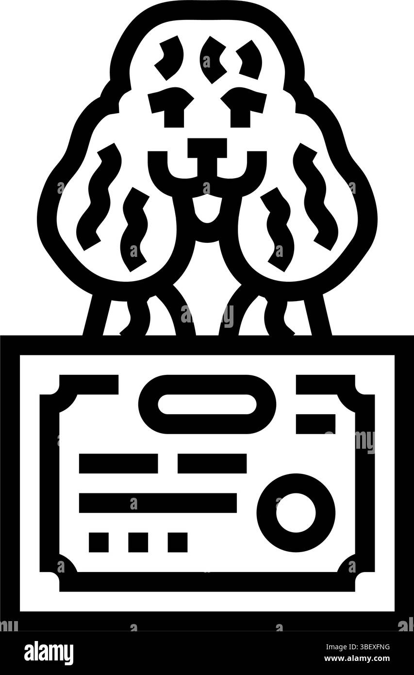 illustrazione vettoriale dell'icona della riga del concorso per cani certificati Illustrazione Vettoriale