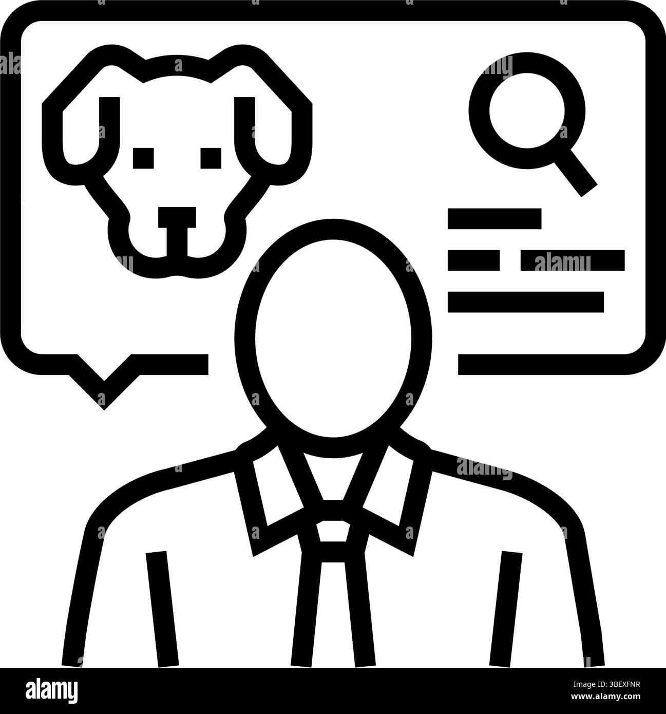 giudicare il concorso per cani mostra l'icona della linea immagine vettoriale Illustrazione Vettoriale