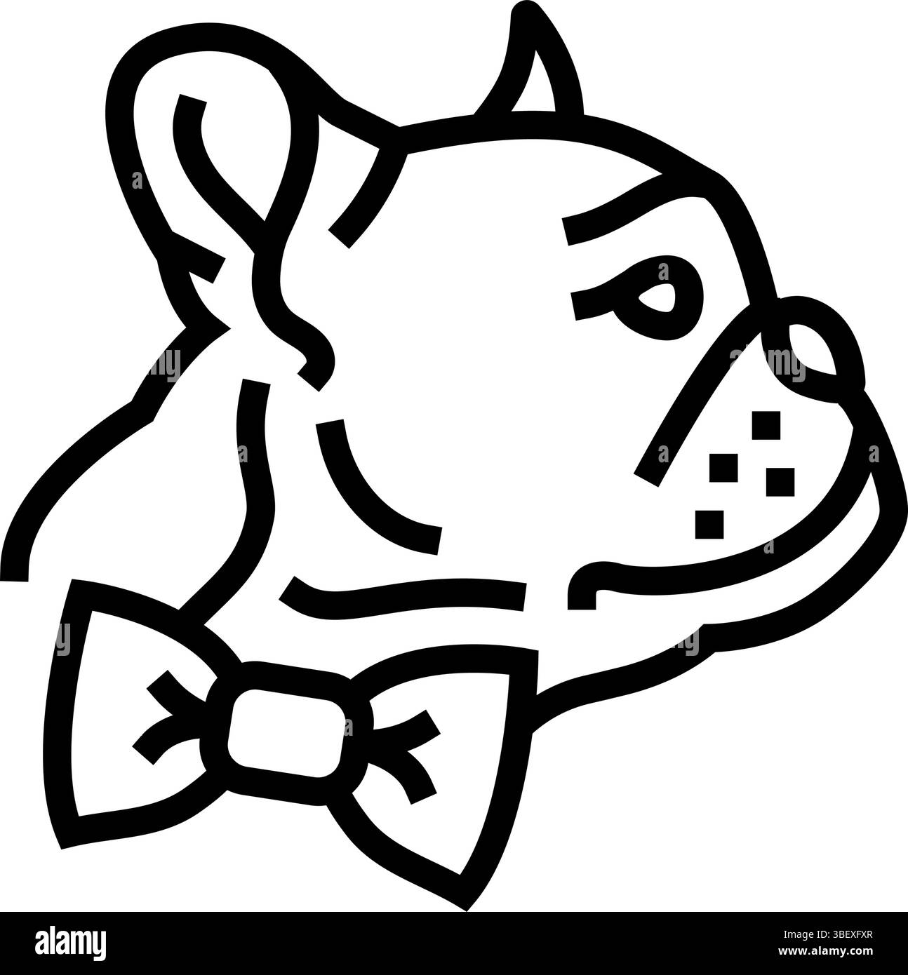 illustrazione vettoriale dell'icona della linea del concorso bowtie dog Illustrazione Vettoriale