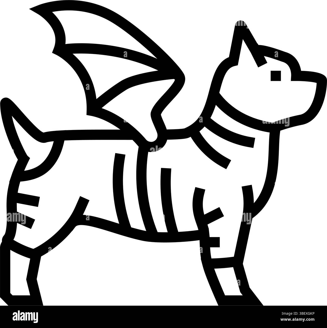 illustrazione vettoriale dell'icona della linea del concorso per cani in costume Illustrazione Vettoriale