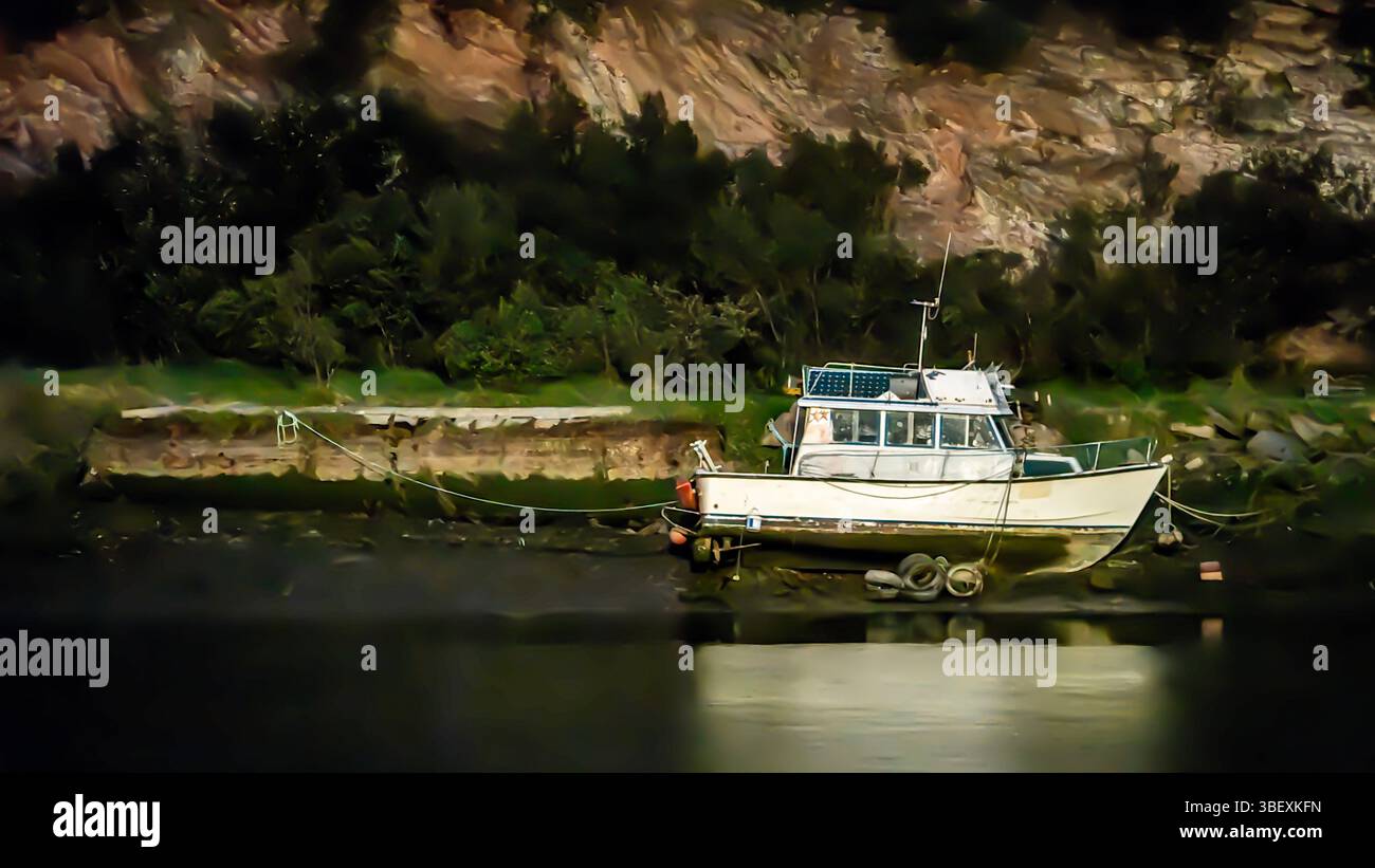 Vecchia barca da pesca, Zumaia, Spagna - Immagine stock catturata con smartphone