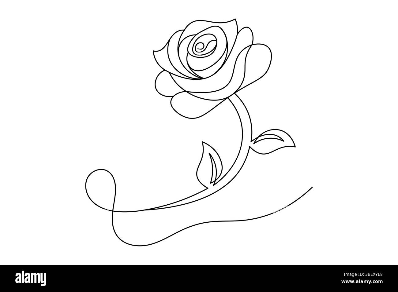 Rose Flower Continuous Line disegna un'elegante One Line Art di una rosa minimalista. illustrazione vettoriale Illustrazione Vettoriale