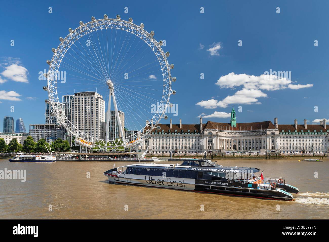 Ruota del traghetto London Eye, London Borough of Lambeth, Londra, Inghilterra Foto Stock