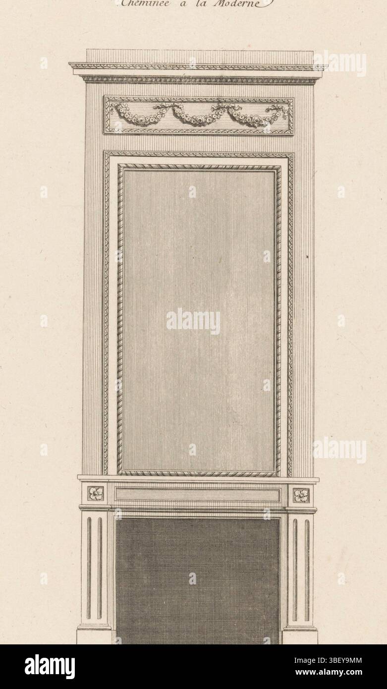 Parigi, le Père & Pierre-Michel Avaulez, Charles, Boucher, Juste Nathan Francesco, Pelletier, Jean, 21° Cahier, Schouwen, Cheminée a la moderne, Schouw met guirlandes, Parigi, verso - timbrato, un camino ornato con garlande. Numero di stampa 123., stampa, stampe ornamentali, stampe, altezza 325 mm, larghezza 203 mm, 1736 - 1780, macchina di stampa, 1772 - 1779, carta, incisione, incisione, incisione (processo di stampa), concetto di lavoro, 1736 - 1782-01, per progettazione, pubblicazione (evento), pubblicazione, editore Foto Stock