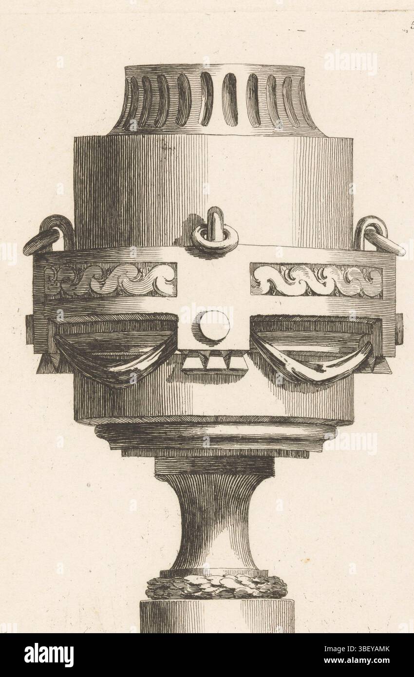 Baquoy, C., Parigi, Chéreau, Jacques-Francois, Delafosse, Jean Charles, sconosciuto, IIe volume De l'oeuvre de J. CH. Delafosse, V Vases antiquariato. Cahier V, vaso con drappeggi, stampato verso, vaso ornato con anelli e tendaggi, stampa, stampe ornamentali, stampe, altezza 253 mm, larghezza 163 mm, macchina di stampa, 1771 - 1771, carta, incisione, incisione, incisione (processo di stampa), ideazione del lavoro, francese, 1734 - 1791-10-11, per progettazione, pubblicazione (evento), pubblicazione, editore Foto Stock