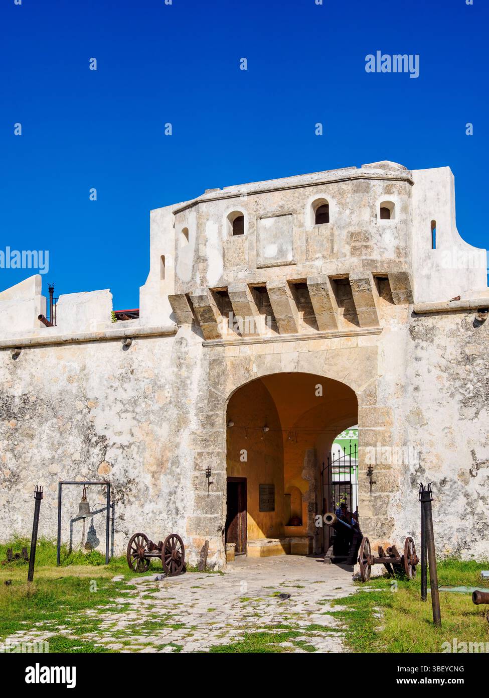 Puerta de Tierra, mura difensive della città vecchia, Campeche City, Campeche State, Messico Foto Stock