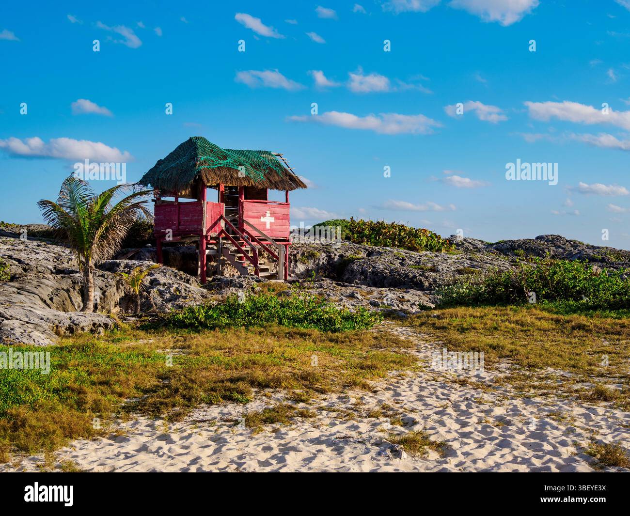 Capanna Life Guard a Playa Chen Rio, Cozumel Island, Quintana Roo State, Messico Foto Stock