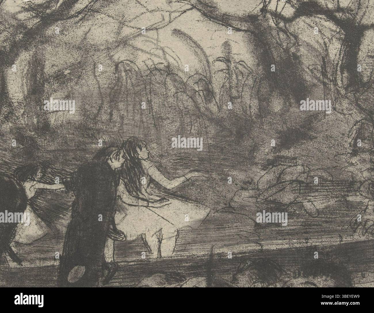 Degas, Edgar, Degas, Sur la scene, Stage con spettacoli di balletto e spettatori, verso middle - timbrato, stampa, verso in alto a destra - timbrato, altezza 99 mm, larghezza 127 mm, francese, 1834-07-19 - 1917-09-27, stampatore, 1876 - 1877, quarto quarto trimestre del xix secolo, carta, vernice mou, punto secco, roulette, 1834-07-19 - 1917-09-27 Foto Stock