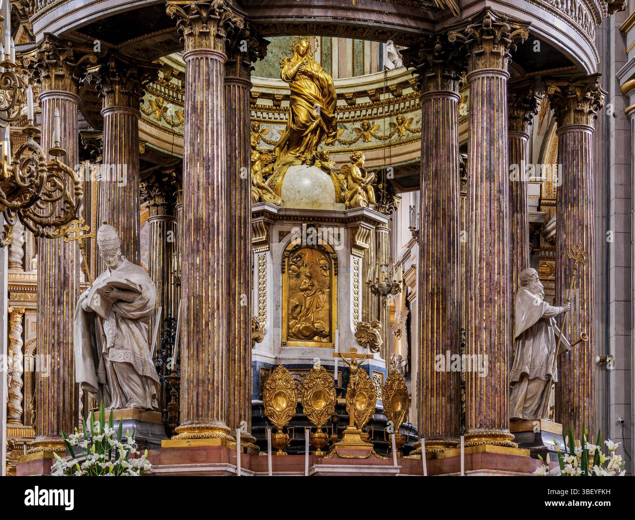 Basilica della Cattedrale di nostra Signora dell'Immacolata Concezione, interno, città di Puebla, Stato di Puebla, Messico Foto Stock