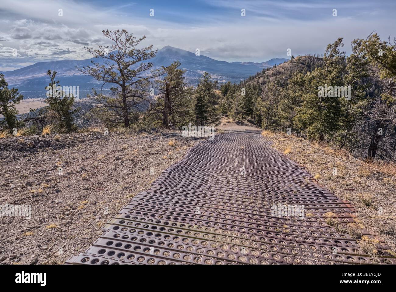 Fine della Forest Service Road che conduce alla Torre di guardia o'Leary Peak e si affaccia, Arizona, Stati Uniti Foto Stock