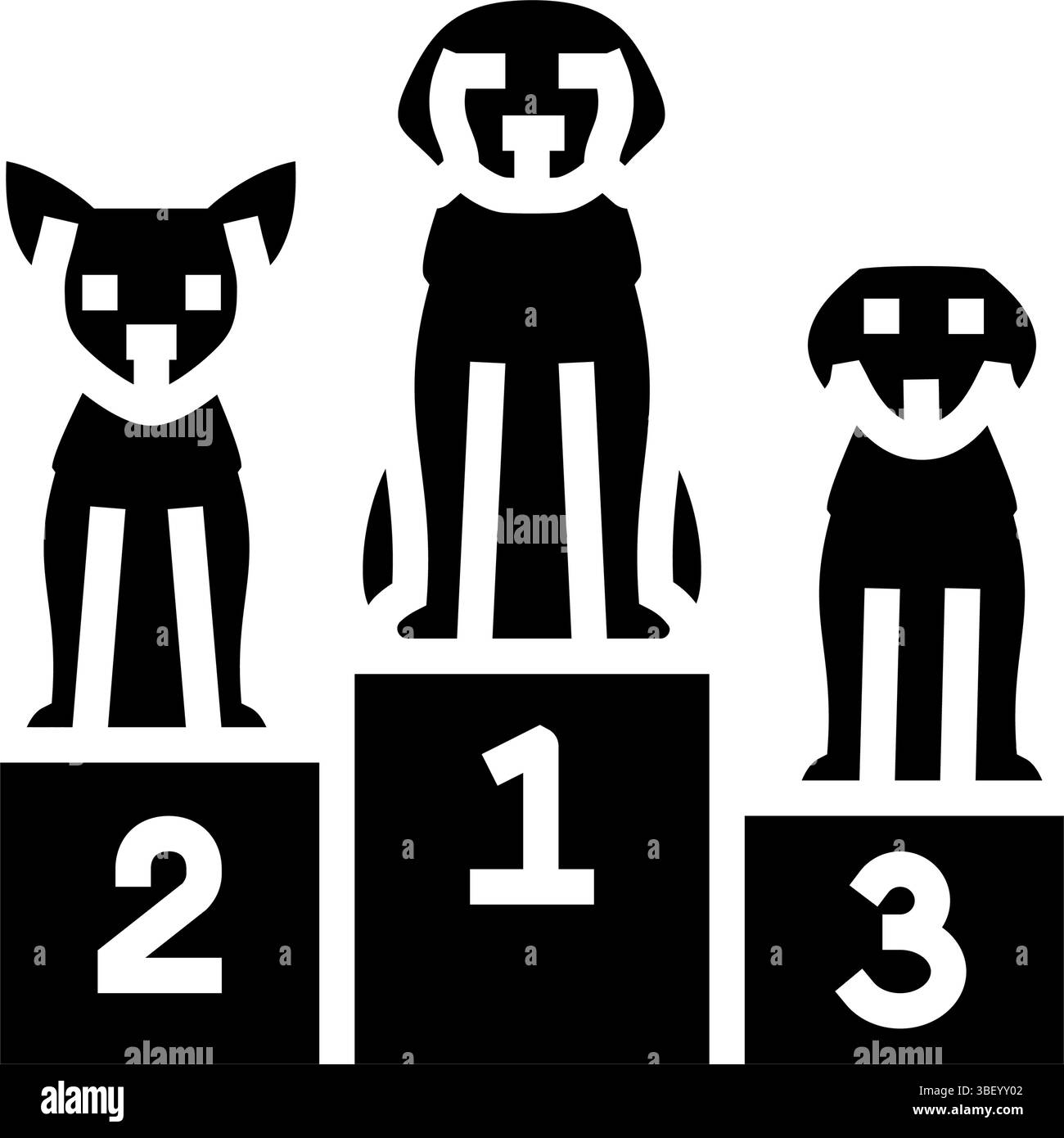 il concorso per cani da podio mostra l'illustrazione vettoriale dell'icona del glifo Illustrazione Vettoriale