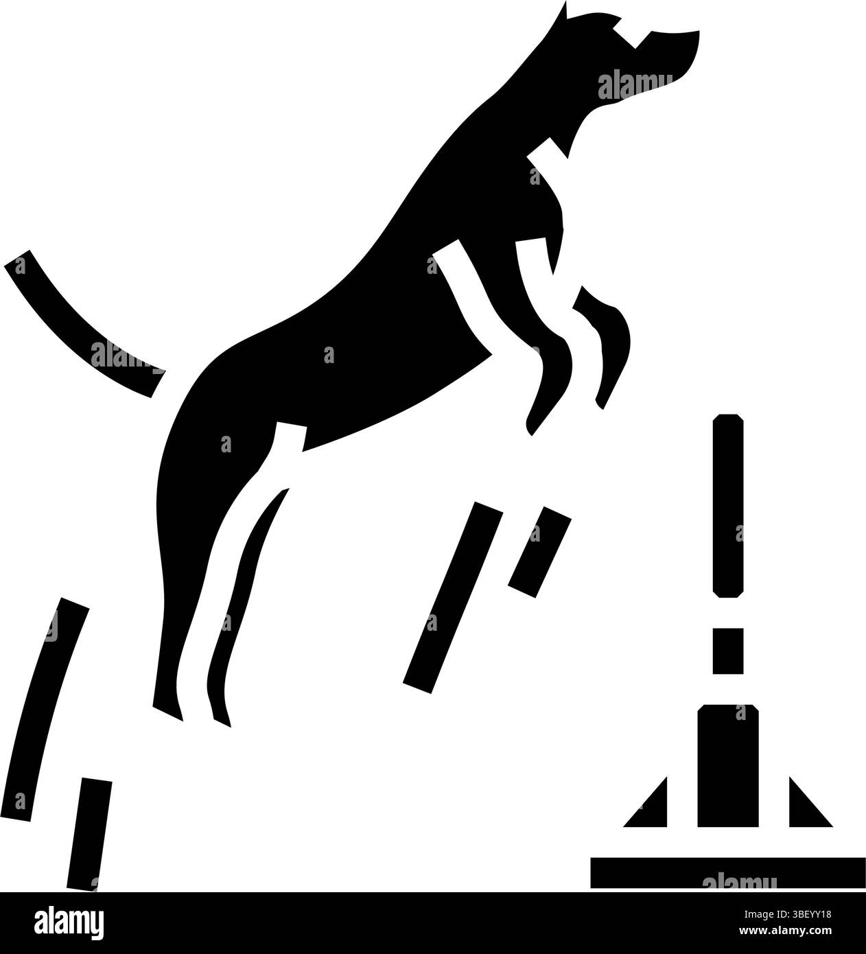 la gara di cani che salta ostacoli mostra un'illustrazione vettoriale dell'icona del glifo Illustrazione Vettoriale