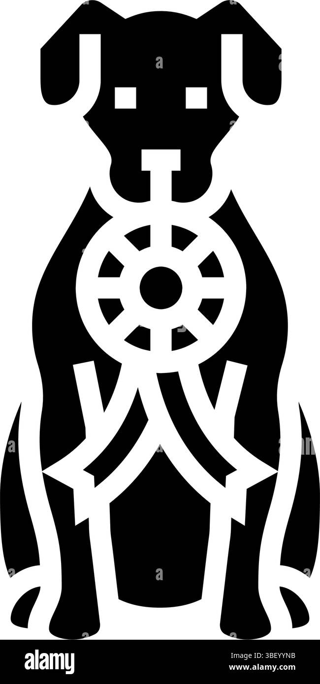 il concorso ribbon dog mostra l'illustrazione vettoriale dell'icona del glifo Illustrazione Vettoriale