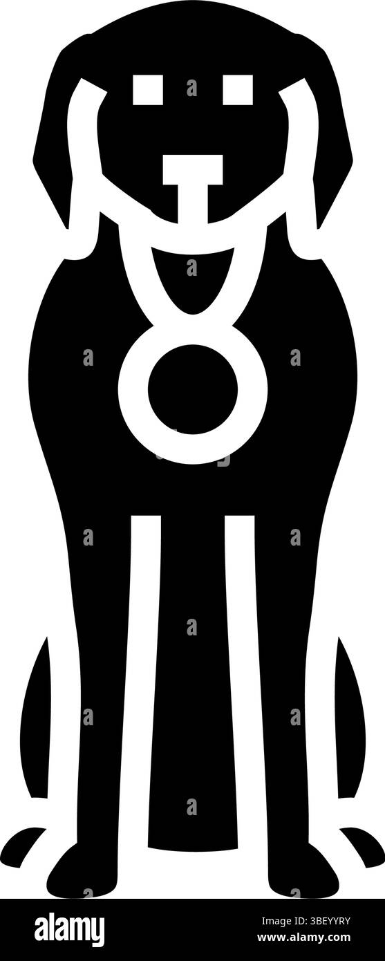 la competizione per cani con medaglie mostra l'illustrazione del vettore dell'icona del glifo Illustrazione Vettoriale