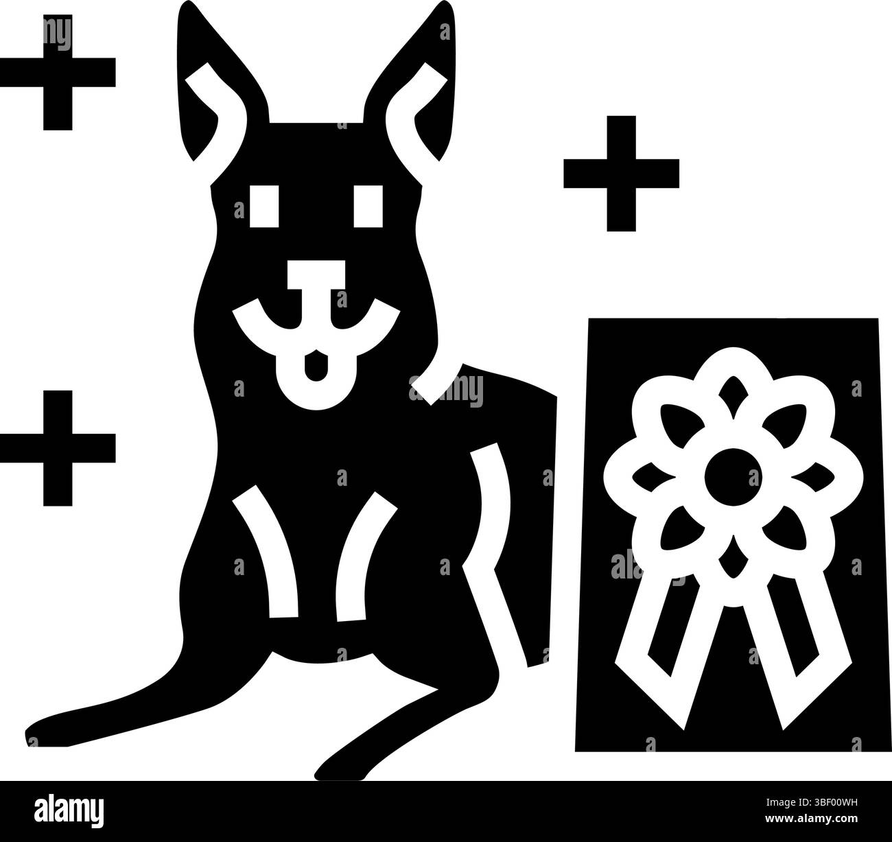 illustrazione vettoriale dell'icona glifo del concorso cane vincitore Illustrazione Vettoriale