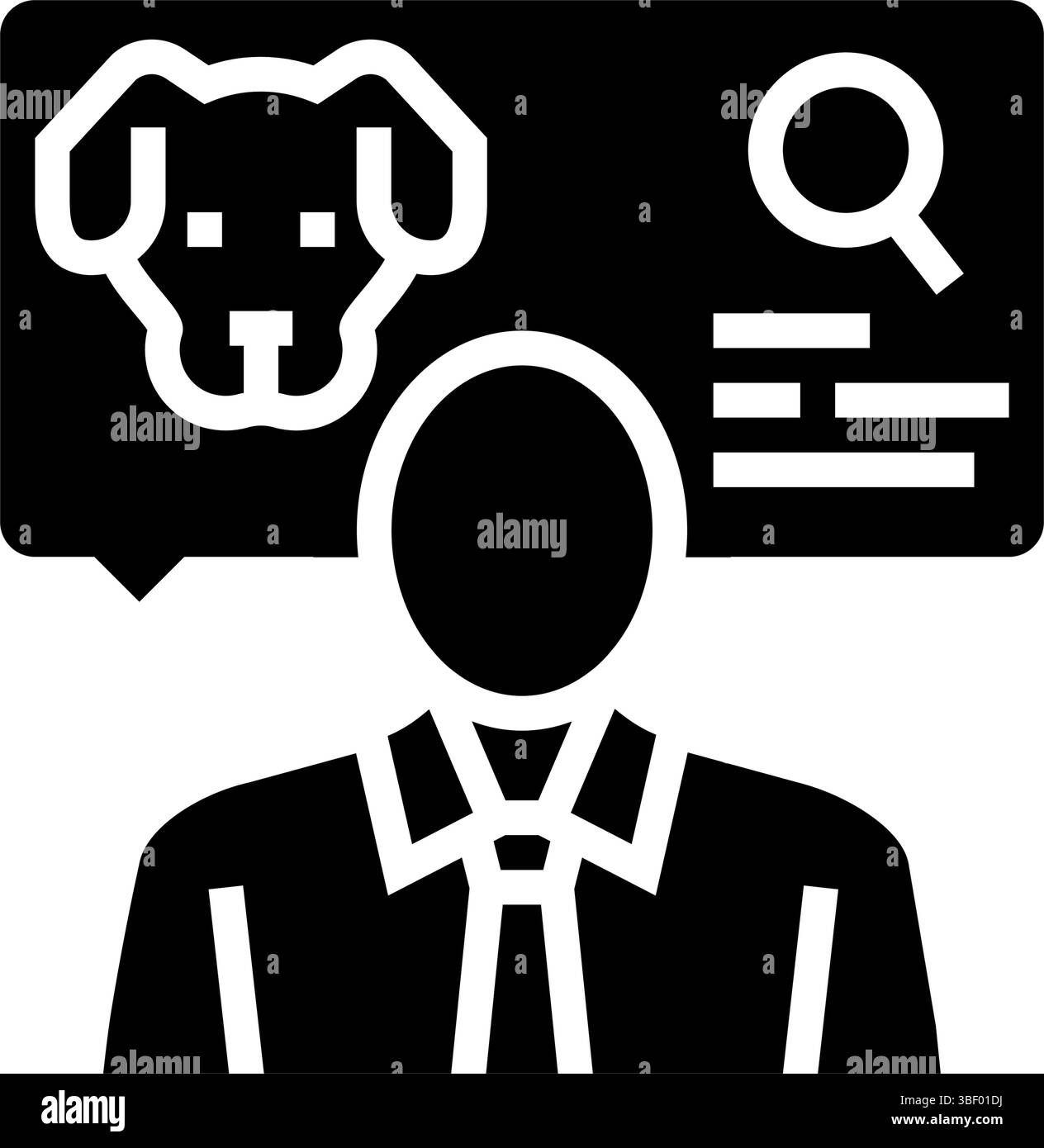 giudicare il concorso di cani mostra un'illustrazione vettoriale dell'icona glifo Illustrazione Vettoriale