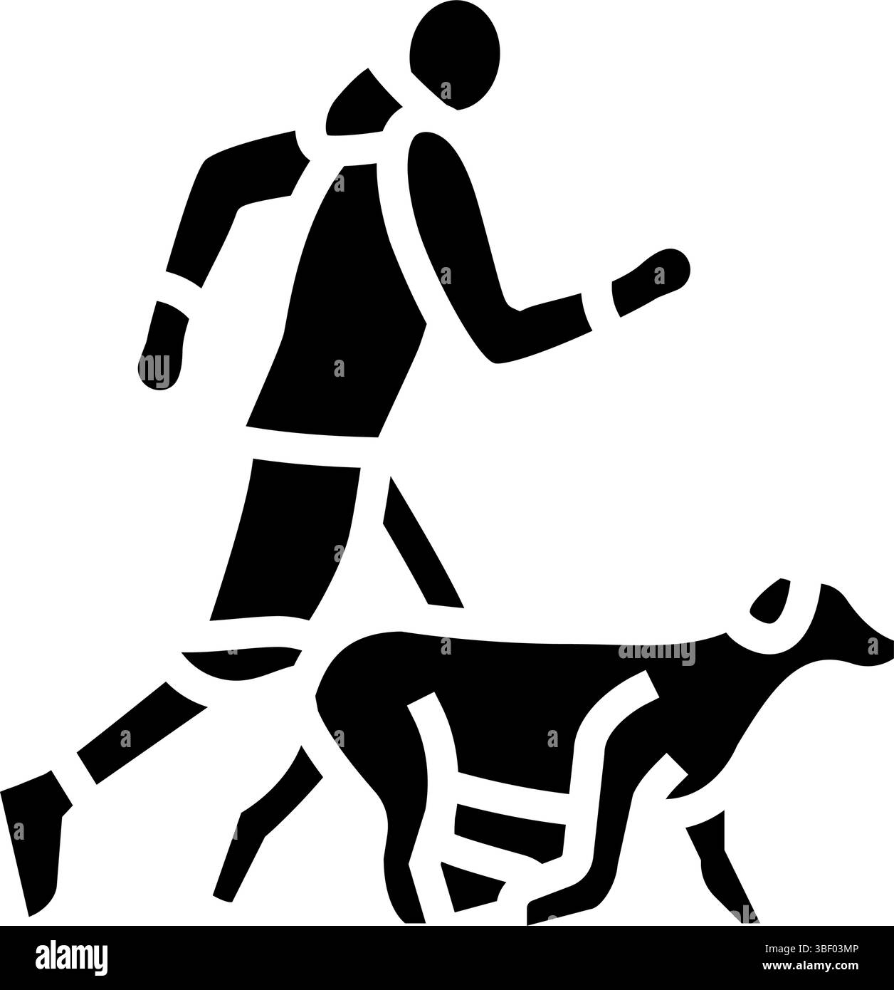 e il gestore che esegue la gara di cani mostra l'illustrazione del vettore dell'icona glifo Illustrazione Vettoriale