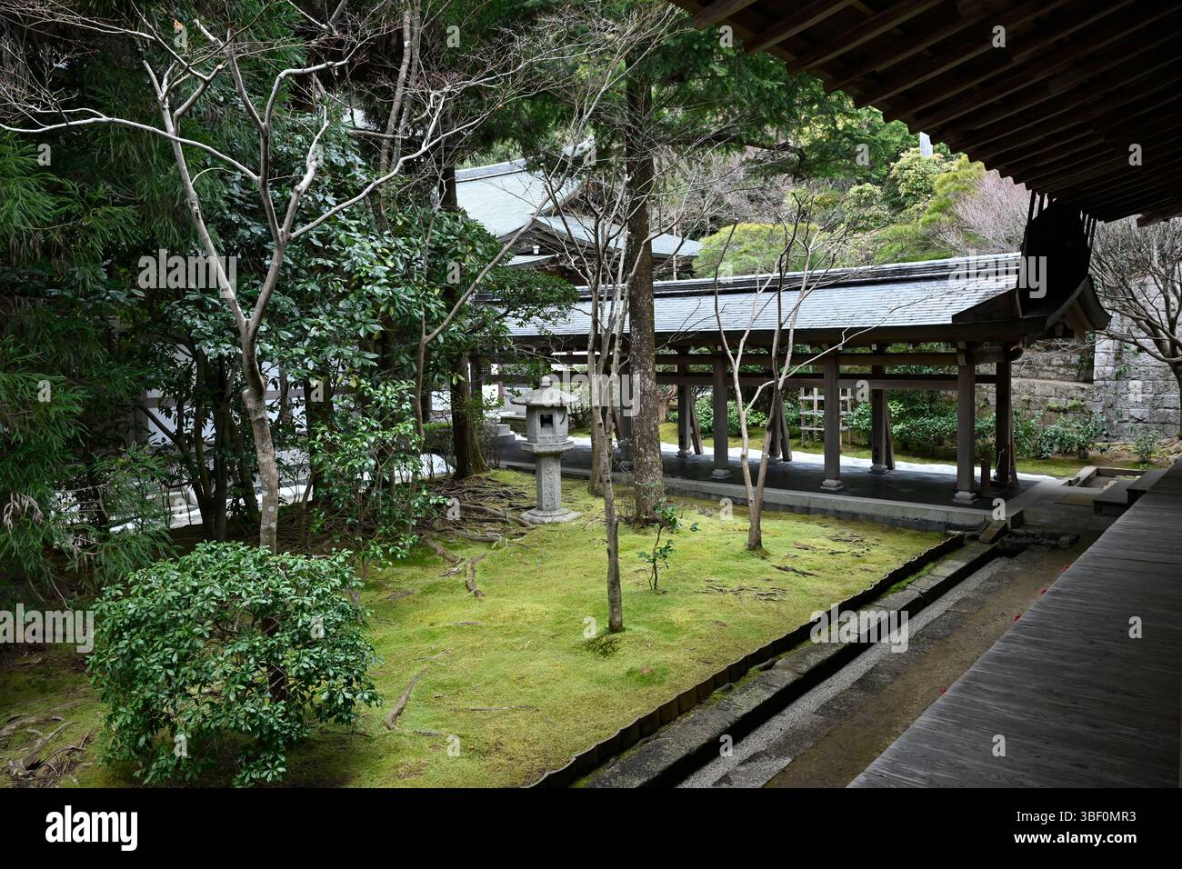 Giardino di roccia nel tempio Ryoan-ji, Kyoto, Giappone. Foto Stock