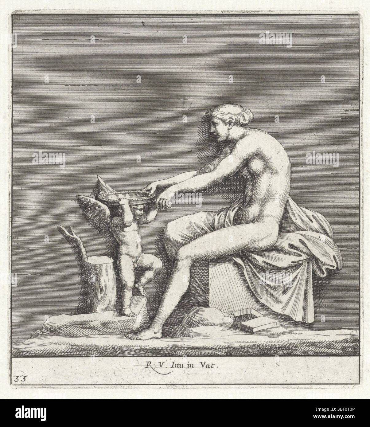 Roma, Rossi, Giovanni Giacomo de', città del Vaticano, Raffaello, Italia, Bartoli, Pietro Sante, Relievens nella Loggia di Raffaello, Venere e Amor, Roma, Venere raggiunge una scala che porta Amor sopra la sua testa., stampa, altezza 135 mm, larghezza 126 mm, italiano, 1615 - 1700-11-07, stampatore, 1645 - 1700, carta, incisione, incisione, stampa (processo di stampa), tiratore intermedio, dopo il disegno, Work Conception, 1483-04-07 - 1520-04-07, secondo design, Work Concept, 1483-04-07 - 1520-07, pubblicazione (evento), pubblicazione, 1627 Foto Stock