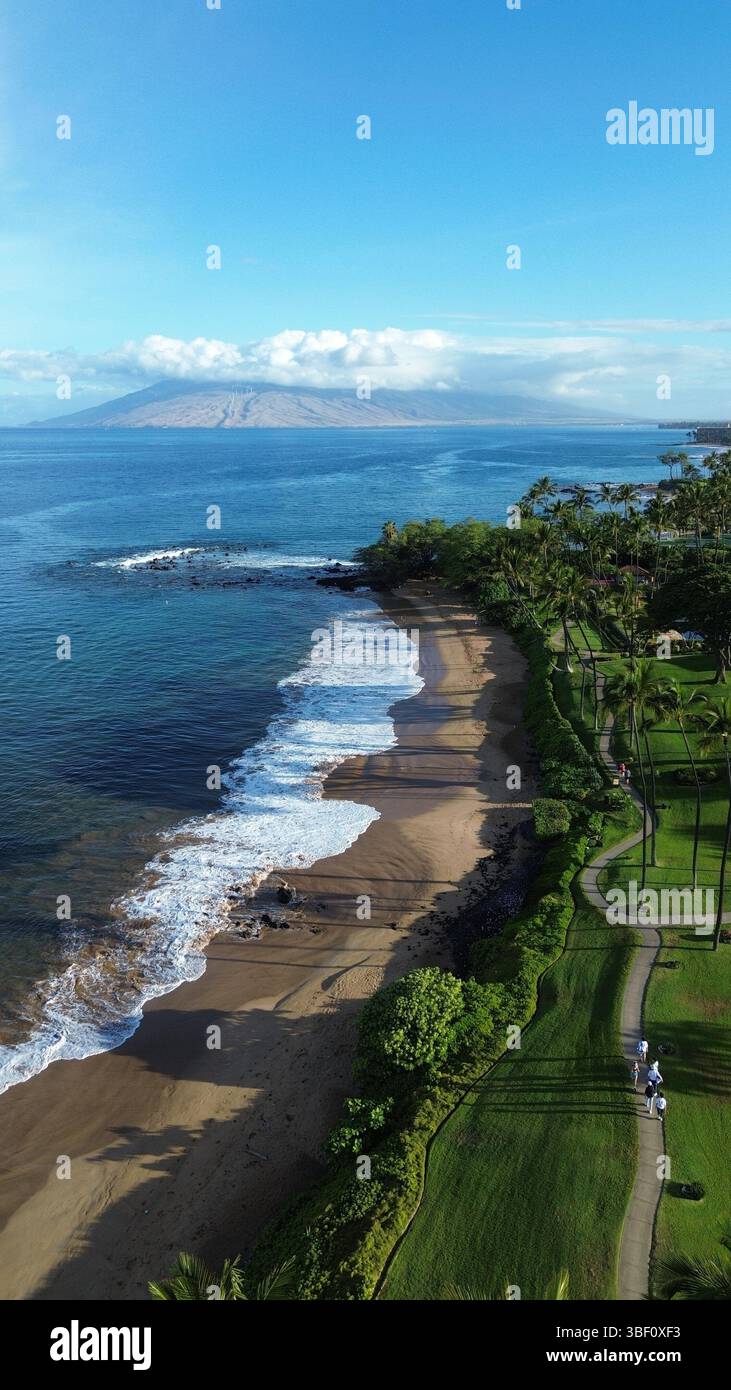 Wailea Beach Maui in una splendida mattinata d'estate Foto Stock