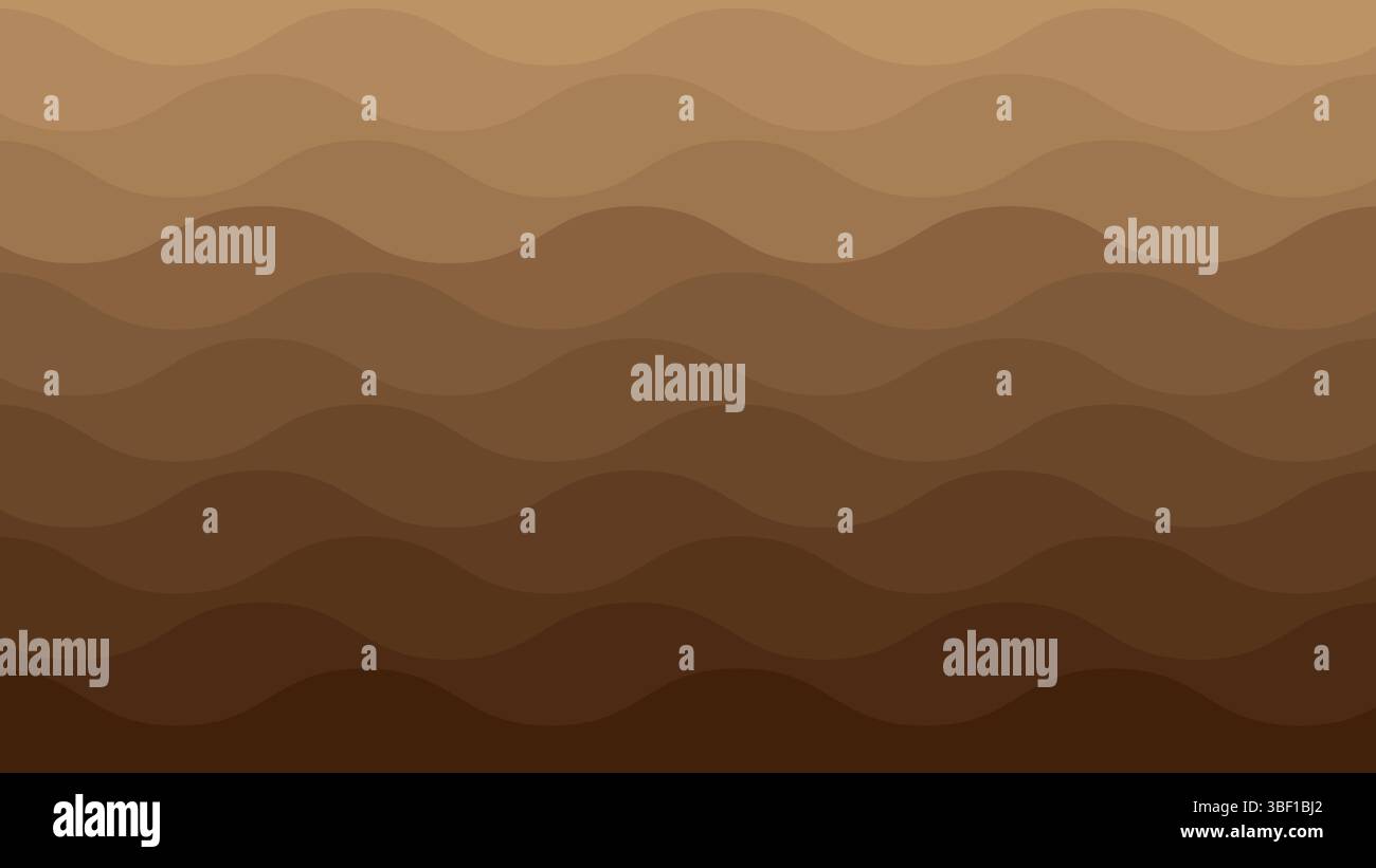 Uno sfondo con onde marroni. Sfumature di strisce curve marroni. Una consistenza marroni ondulata astratta. Illustrazione Vettoriale