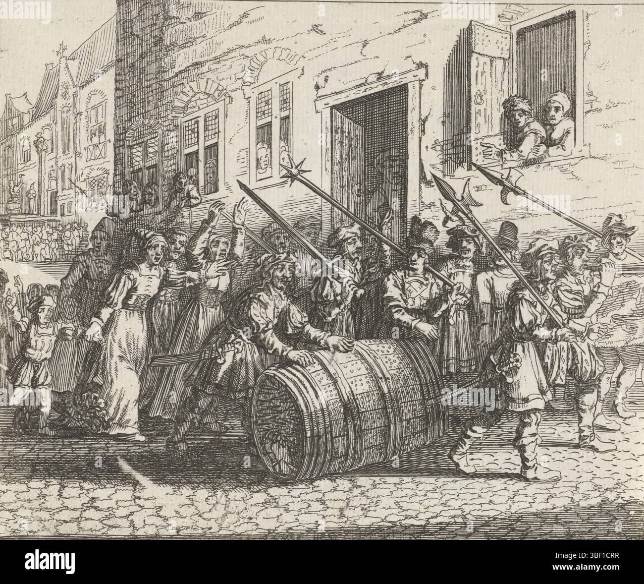 Paesi Bassi del Nord, storia di Floris de V (copie), omicidio su Floris V, 1296, Paesi Bassi del Nord, pratica criminale a Gerard van Velzen. Van Velzen viene fatto rotolare per le strade in un nailton, 1296. Sullo sfondo la precedente esecuzione su un ponteggio., stampa, storico, stampe, lastre storia Frederik Muller, altezza 122 mm, larghezza 135 mm, stampatore, 1664 - 1699, terzo quarto xvii secolo, quarto xvii secolo, carta, incisione, incisione (processo di stampa) Foto Stock Paesi Bassi del Nord, storia di Floris de V (copie), omicidio su Floris V, 1296, Paesi Bassi del Nord, pratica criminale a Gerard van Velzen. Van Velzen viene fatto rotolare per le strade in un nailton, 1296. Sullo sfondo la precedente esecuzione su un ponteggio., stampa, storico, stampe, lastre storia Frederik Muller, altezza 122 mm, larghezza 135 mm, stampatore, 1664 - 1699, terzo quarto xvii secolo, quarto xvii secolo, carta, incisione, incisione (processo di stampa) Foto Stock