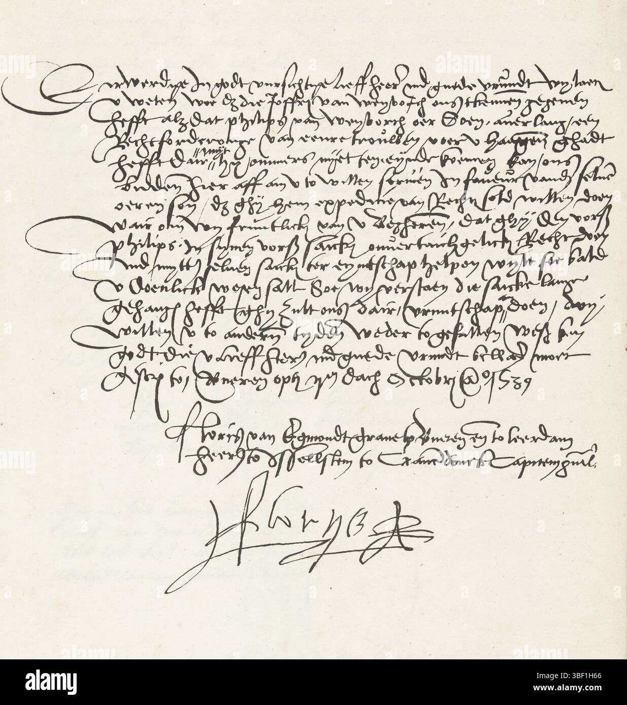 I Paesi Bassi, Egmond, Floris van, facsimile di una lettera di Floris van Egmond, 1539, Paesi Bassi, facsimile di una lettera di Floris van Egmond, conte di Buren, scritta a Buren il 2 ottobre 1539, con una copia in olandese moderno. Due fogli., fax, prestazioni oggetto storico, stampe, lastre storia Frederik Muller, altezza 265 mm, larghezza 212 mm, 1469 - 1539-10-25, autore, 1800 - 1899, XIX secolo, carta, litografia (tecnologia) Foto Stock I Paesi Bassi, Egmond, Floris van, facsimile di una lettera di Floris van Egmond, 1539, Paesi Bassi, facsimile di una lettera di Floris van Egmond, conte di Buren, scritta a Buren il 2 ottobre 1539, con una copia in olandese moderno. Due fogli., fax, prestazioni oggetto storico, stampe, lastre storia Frederik Muller, altezza 265 mm, larghezza 212 mm, 1469 - 1539-10-25, autore, 1800 - 1899, XIX secolo, carta, litografia (tecnologia) Foto Stock