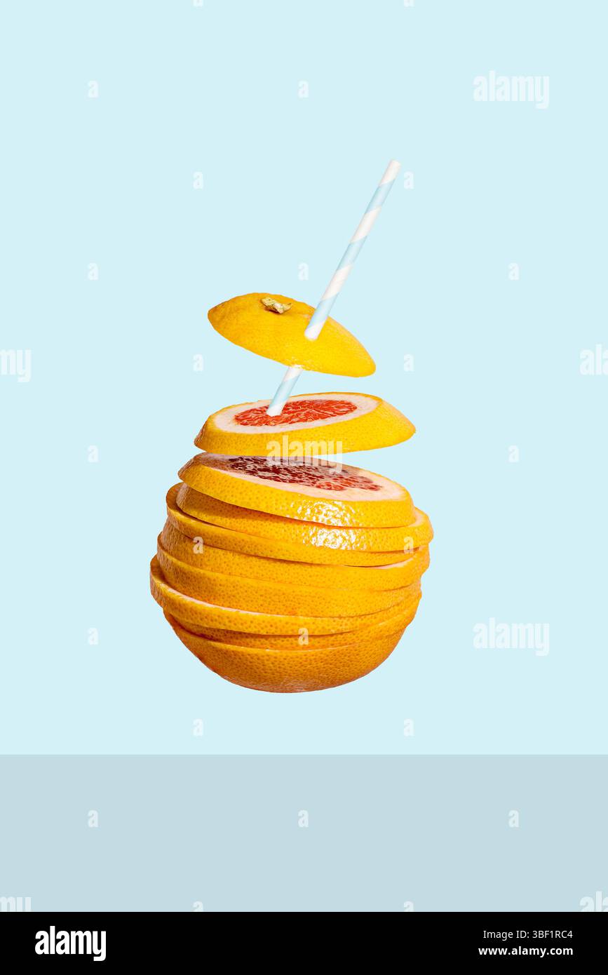 Pompelmo fresco a fette, succo di frutta fresco Foto Stock