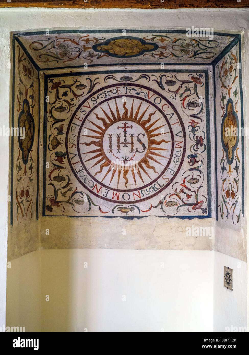 Sigillo della compagnia di Gesù risalente probabilmente al 1605 circa - camere di Sant'Ignazio di Loyola accanto alla chiesa gesuita "chiesa del Gesu" a Roma - Italia Foto Stock