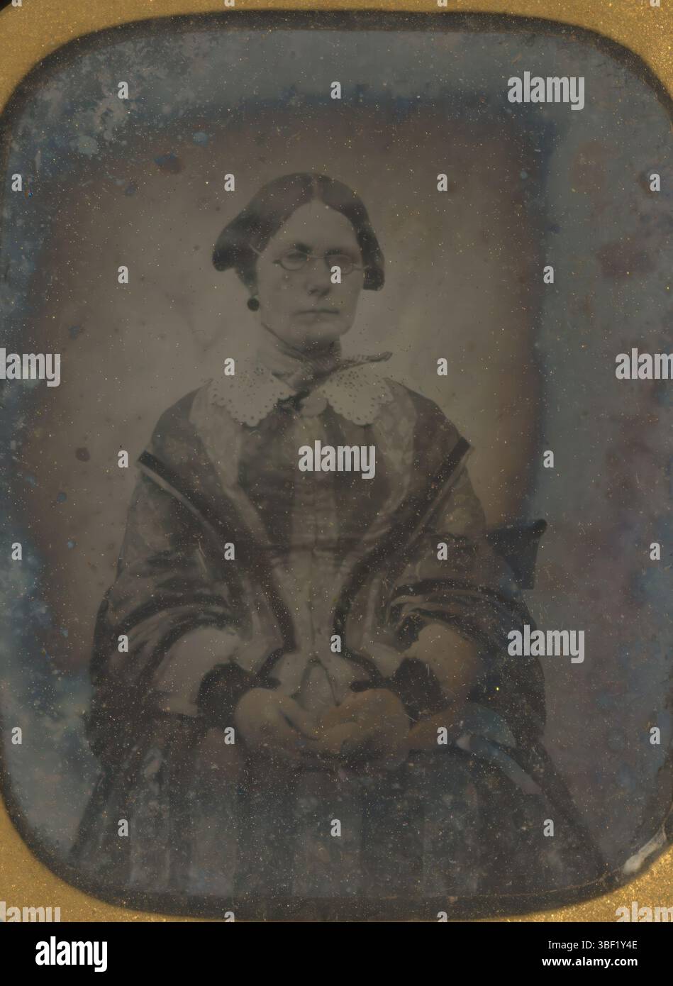 Paesi Bassi, Ritratto di Anna Maria Holleman-Rouffaer, Paesi Bassi, verso - tipizzato, fotografia, foto, altezza 74 mm, larghezza 59 mm, fotografo, 1855 - 1870, terzo trimestre xix secolo, vetro, pelle, ambrotype, ambrotype (processo) Foto Stock