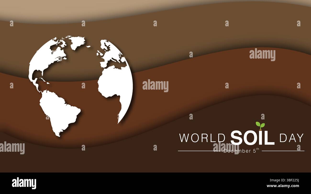 Terra astratta con strati di tonalità marroni suggerisce la conservazione del suolo su sfondo bianco, creando un'illustrazione simbolica e ambientale Illustrazione Vettoriale