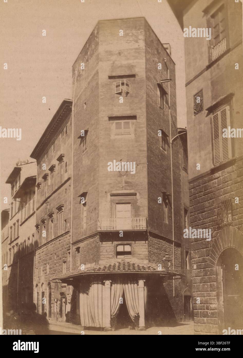 Firenze, torre residenziale, foto, foto, altezza mm, larghezza mm, fotografo, 1855 - 1863, terzo trimestre xix secolo, stampa album, stampa albumina Foto Stock