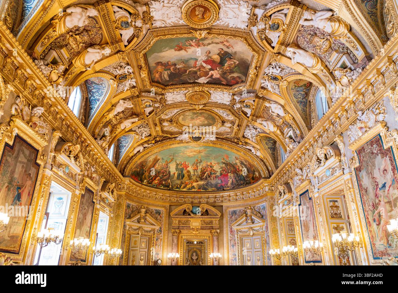 Sala conferenze del Senato francese Foto Stock
