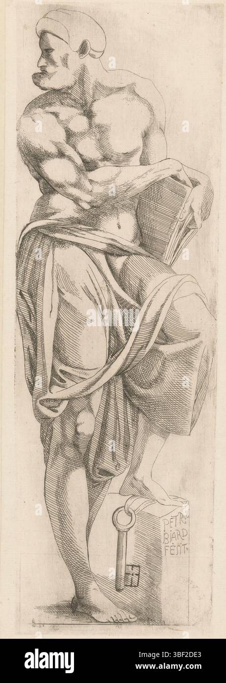 Italia, Raffaello, Francia, Biard, Pierre II, Petrus, San Pietro con libro e chiave, Italia, recto - timbrato, stampa, alto 301 mm, larghezza 94 mm, 1592 - 1661-05-28, macchina di stampa, 1602 - 1661, carta, acquaforte, etsen, 1483-04-07 - 1520-04-07 Foto Stock