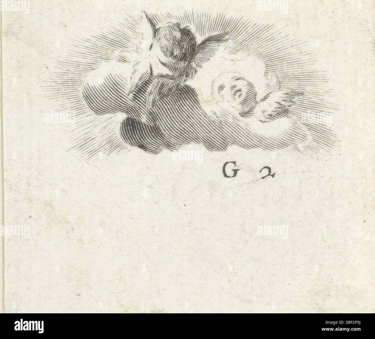 Italia, Cattini, Giovanni, due cherubini, Italia, verso - stampato, stampa, altezza 50 mm, larghezza 59 mm, 1725 - 1800, stampatrice, 1735 - 1800, carta, incisione, incisione (processo di stampa) Foto Stock