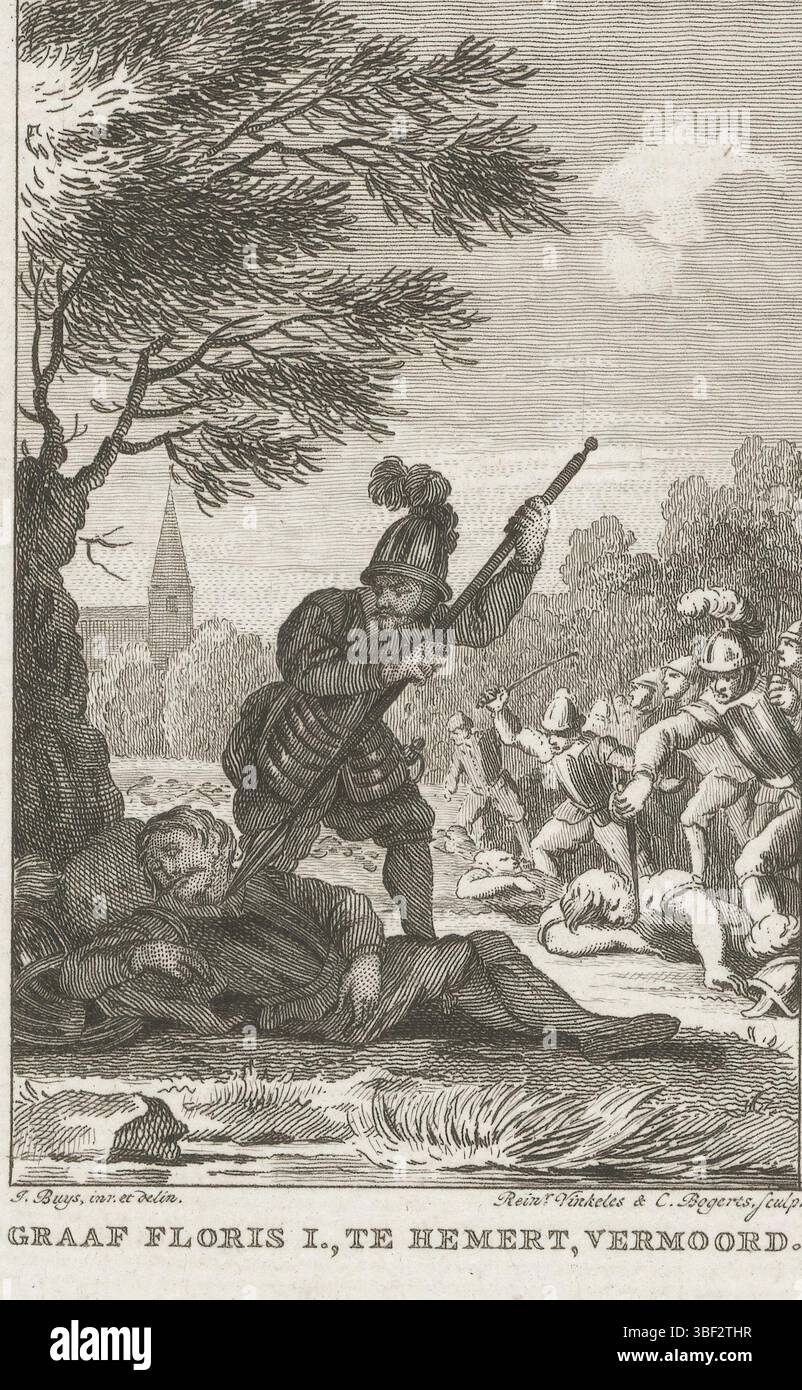 Buys, Jacobus, Paesi Bassi, Bogerts, Cornelis, Vinkeles, Reinier (i), Conte Floris i, a Hemert, assassinato, omicidio su Floris i, 1061 anni, conte Floris i fu ucciso sotto un albero il 28 giugno 1061 a Nederhemert. Alla stampa un testo in calligrafia che descrive l'evento., stampa, storico, stampe, Frederik Muller Historyplaten, altezza 166 mm, larghezza 114 mm, Noord-Nederlands, 1741-06-19 - 1816-01-30, stampatore, 1780 - 1795, quarto trimestre del xviii secolo, carta, incisione, 1745 - 1817-02-03, 1724-11-19 - 1801-04-07, drammaturgo intermedio Foto Stock Buys, Jacobus, Paesi Bassi, Bogerts, Cornelis, Vinkeles, Reinier (i), Conte Floris i, a Hemert, assassinato, omicidio su Floris i, 1061 anni, conte Floris i fu ucciso sotto un albero il 28 giugno 1061 a Nederhemert. Alla stampa un testo in calligrafia che descrive l'evento., stampa, storico, stampe, Frederik Muller Historyplaten, altezza 166 mm, larghezza 114 mm, Noord-Nederlands, 1741-06-19 - 1816-01-30, stampatore, 1780 - 1795, quarto trimestre del xviii secolo, carta, incisione, 1745 - 1817-02-03, 1724-11-19 - 1801-04-07, drammaturgo intermedio Foto Stock