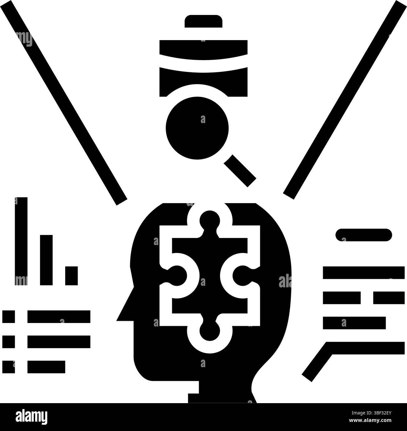 illustrazione del vettore dell'icona del glifo per l'analisi del modello comportamentale Illustrazione Vettoriale