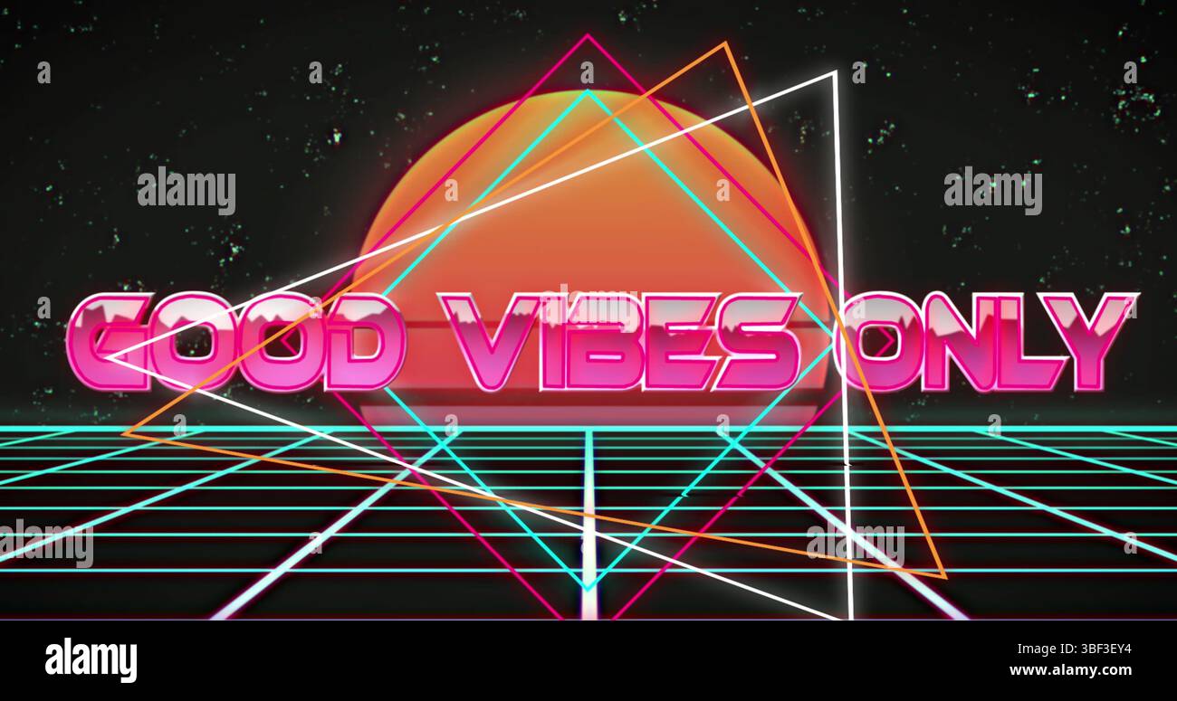 Immagine di buone vibrazioni solo testo sopra le forme Foto Stock