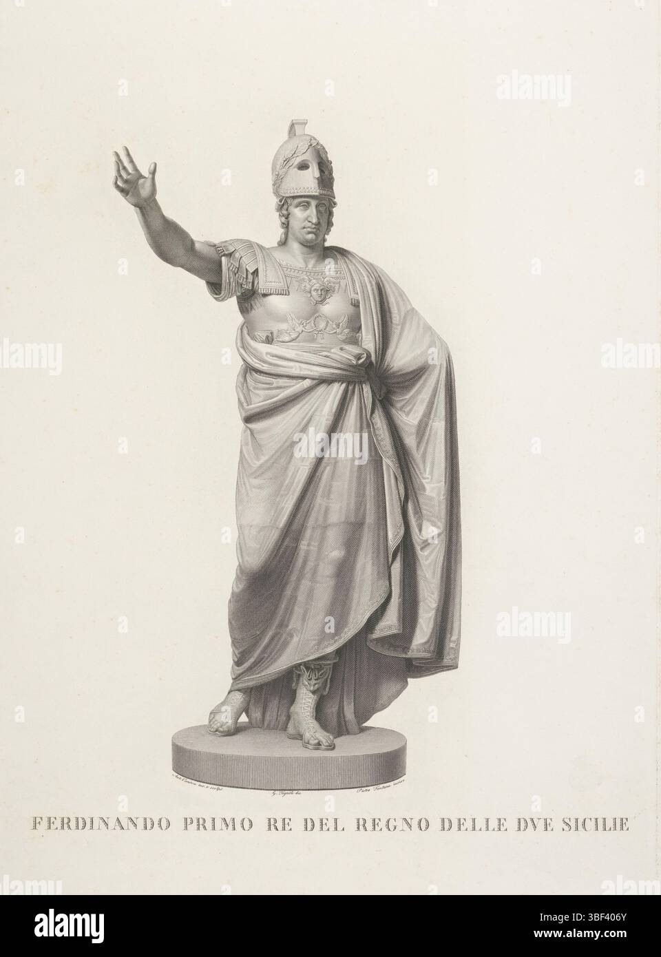 Italia, Canova, Antonio, Italia, Tognolli, Giovanni, Fontana, Pietro, sculture di Antonio Canova, Ferdinando i come Minerva, verso - timbrato, Scultura di Ferdinando i (re delle due Sicilys) come la dea Minerva dello scultore italiano Antonio Canova., stampa, 644 mm, altezza 463 mm, 1762 - 1837-09-18, stampatore, 1772 - 1837, carta, incisione, incisione (processo di stampa), italiano, 1786-06-16 - 1862-05-31, intermediario Drawt man, per disegno, 1757-1-01 - 1822-10-13, per immagine Foto Stock