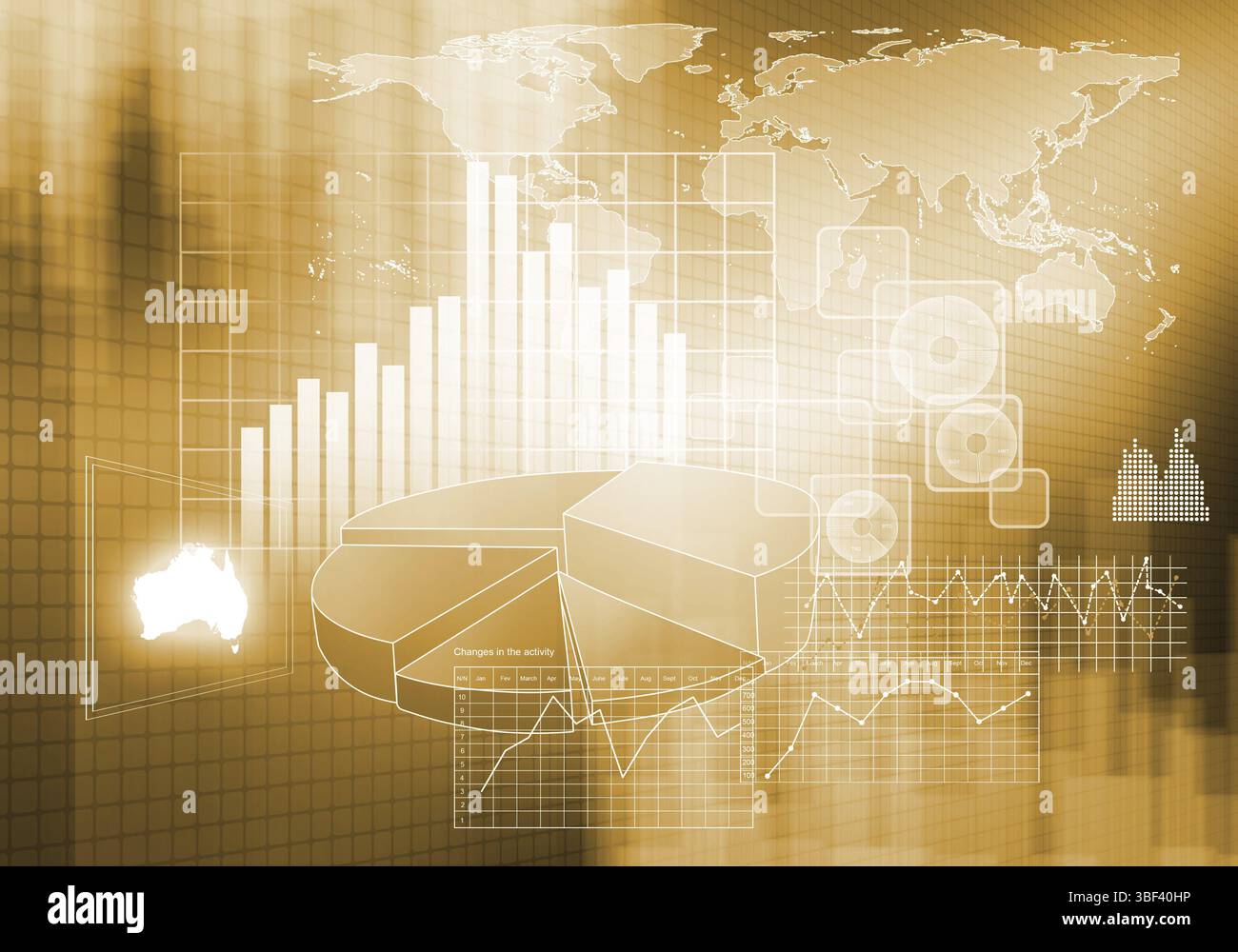 Sfondo digitale immagine con grafici e diagrammi Foto Stock