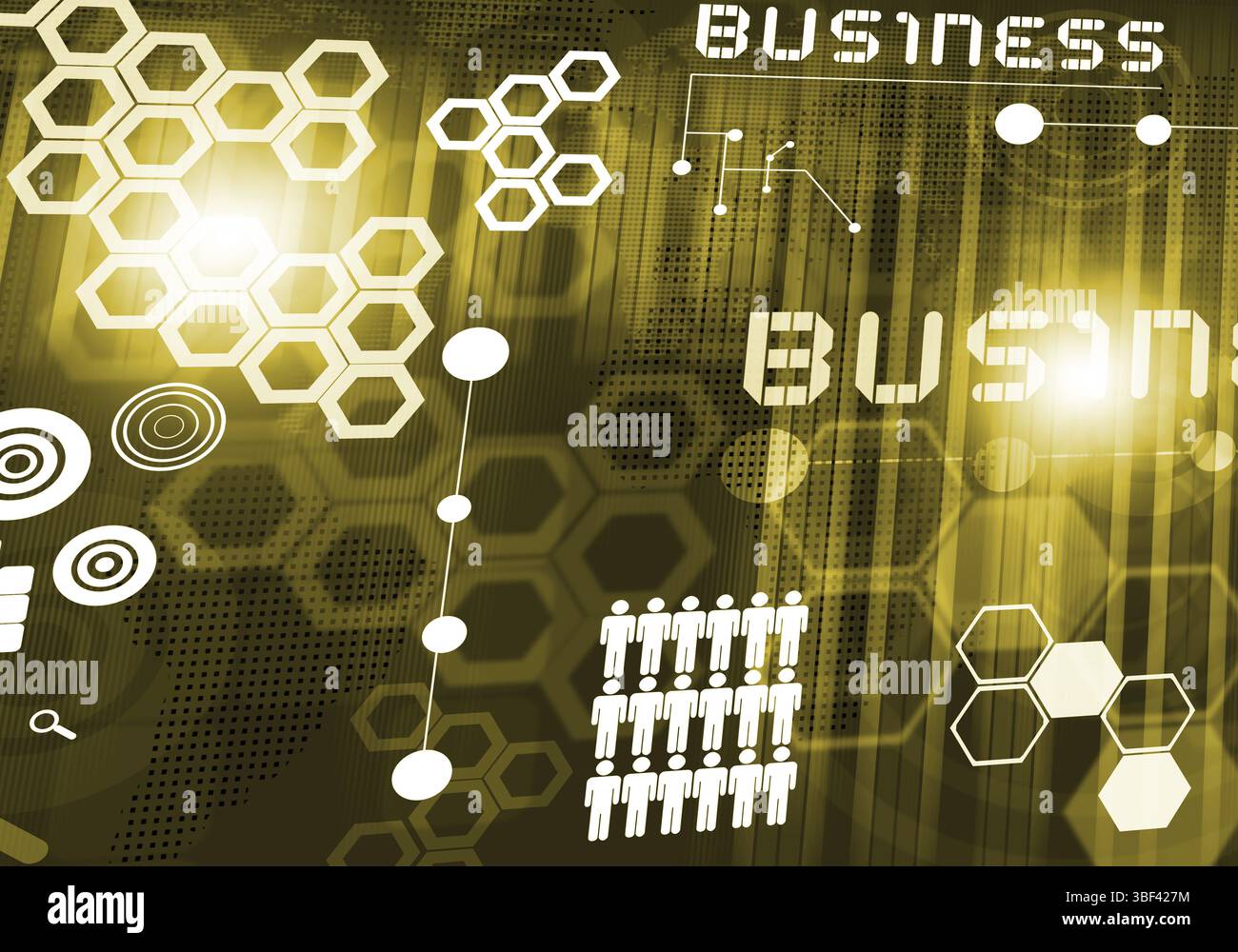 Business digitale immagine di sfondo con icone sulla schermata media Foto Stock