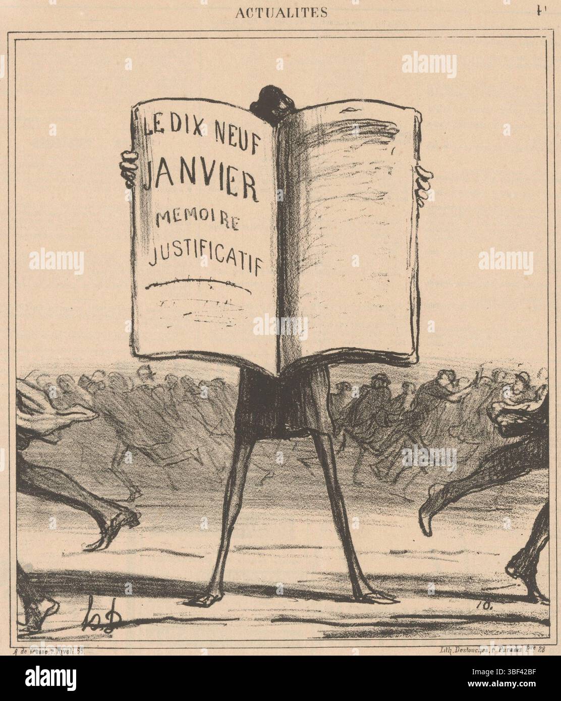 Parigi, Vresse, Arnauld de, Parigi, Destouches, Daumier, Honoré, Actualités, recentes, elettori, balla i reggiseni!, caricatura del politico Émile Ollivier, timbrata verso, stampe spot, stampe, altezza 292 mm, larghezza 248 mm, francese, 1808-02-26 - 1879-02-10, stampatrice, 1869 - 1869, carta, litografia (tecnica), tipografia, editore, pubblicazione (evento), pubblicazione, editore Foto Stock