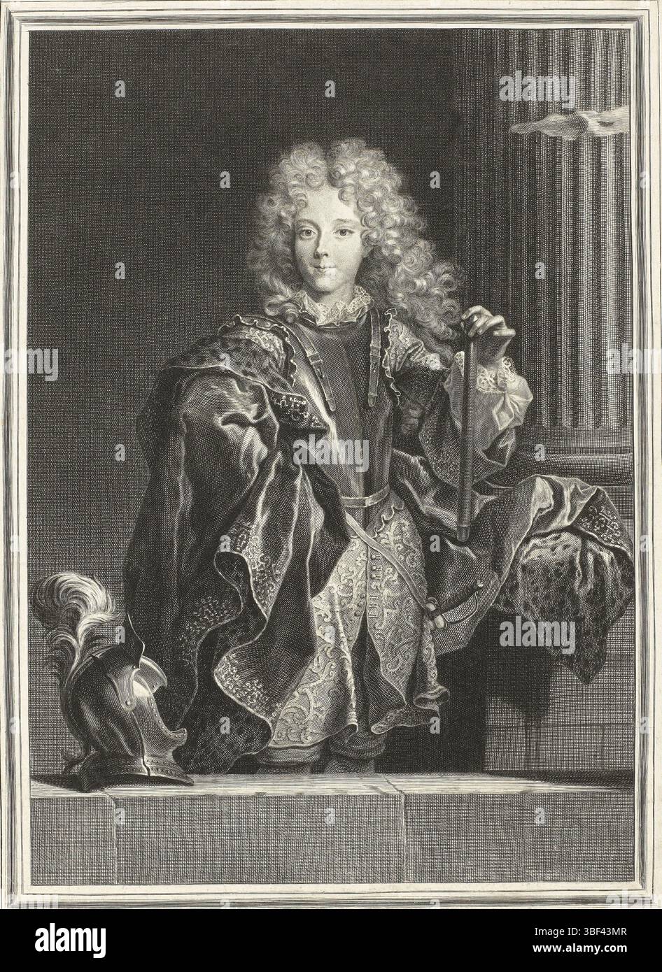 Rigaud, Hyacinthe, Francia, Drevet, Pierre, ritratto di Jean Francois Paul de Bonne de Créqui, verso - stampato, stampa, altezza 369 mm, larghezza 269 mm, francese, 166307-20 - 1738-08-09, stampatore, 1691 - 1691, carta, incisione, incisione (processo di stampa), 1659-07-18 - 1743-12-29 Foto Stock